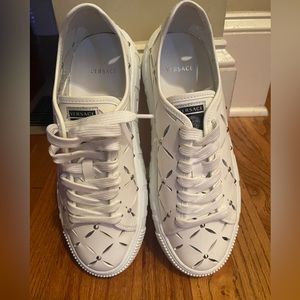 VERSACE Odissea Slashed Leather High-Top
Sneakers Black